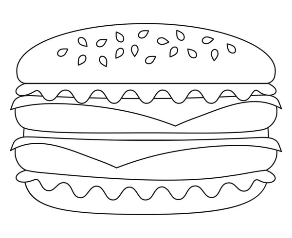 Cartaz de ícone de hambúrguer de hambúrguer preto e branco . — Vetor de Stock