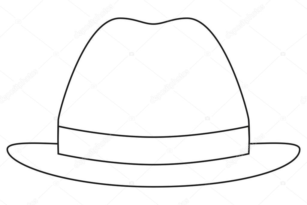 Icon line art poster man father dad day hat cap. Coloring book page for adults and kids. Man fashion holiday vector illustration for gift card certificate banner sticker badge stamp logo, label.