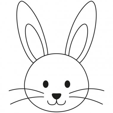 Hat sanat siyah beyaz tavşan tavşan yüz simgesi poster.