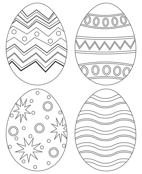 Preto e branco coleção de ovos de Páscoa conjunto cartaz . — Vetor de Stock