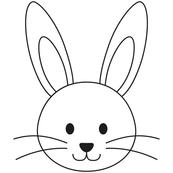 라인 아트 검정과 흰색 토끼 토끼 얼굴 아이콘 포스터. — 스톡 벡터