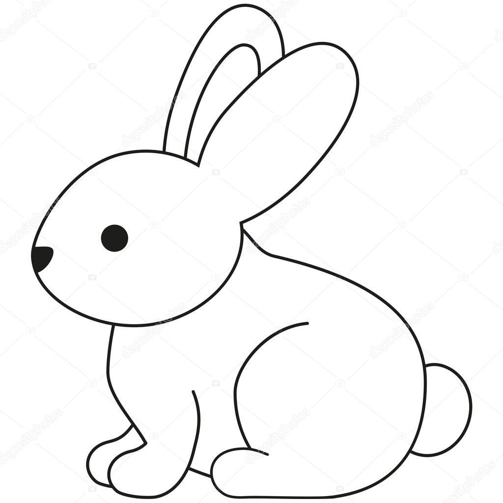 Line art black and white rabbit bunny icon poster.
