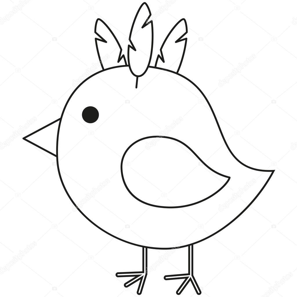 Line art black and white chicken chick icon poster. Coloring book page for adults and kids. Vector illustration for gift card, flyer, certificate or banner, icon, logo, patch, sticker
