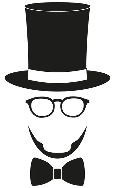 Арт плакат чоловік батько день аватар елемент набір високий капелюх окуляри бороду, бобра, силует краватки . — стоковий вектор
