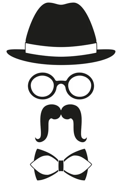 Icône affiche homme père jour avatar élément mis chapeau lunettes moustache noeud papillon silhouette . — Image vectorielle