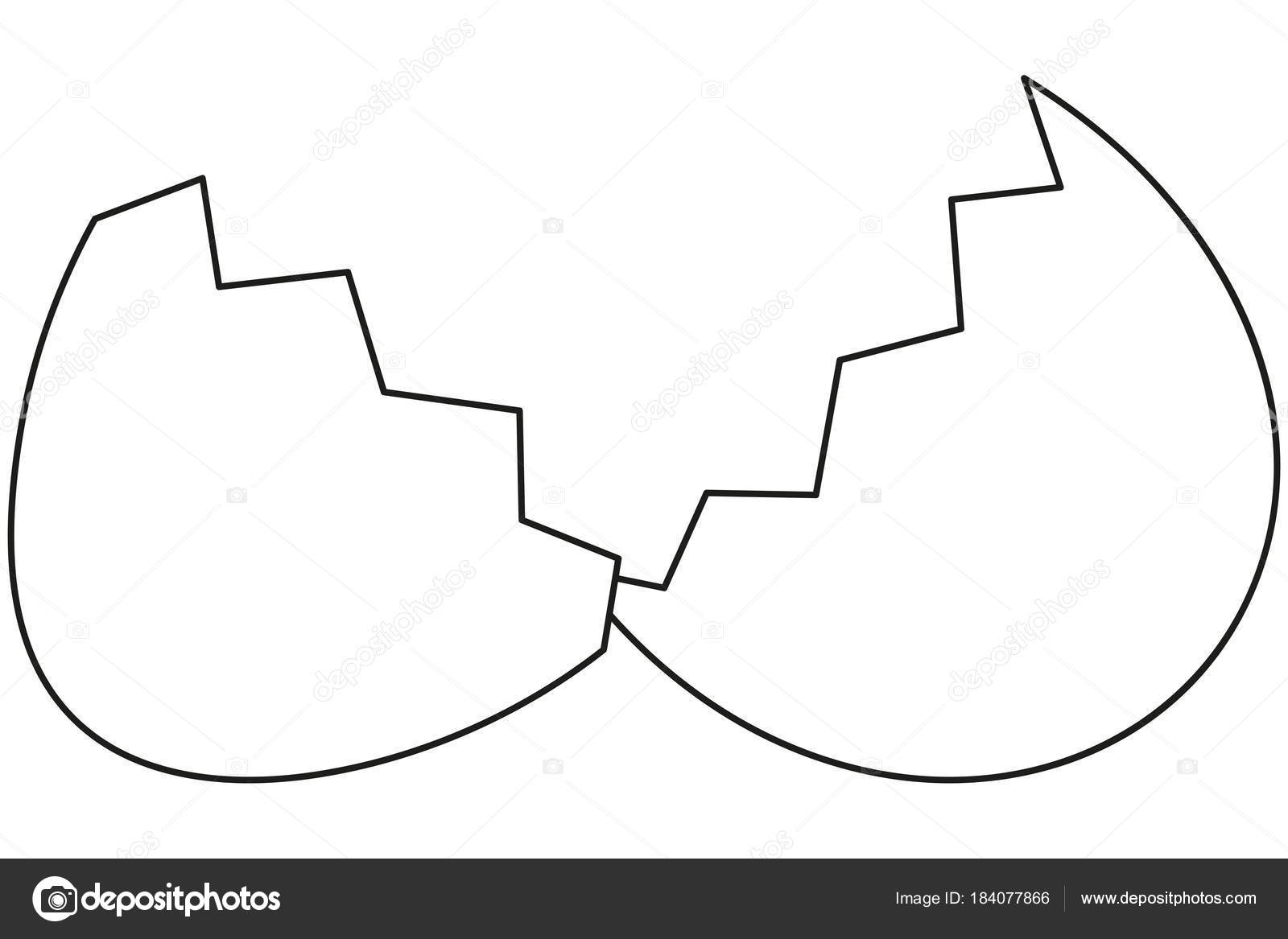 Linea arte bianco e nero uovo rotto shell icon poster Pagina di libro da colorare per adulti e bambini Illustrazione vettoriale per carta regalo flyer