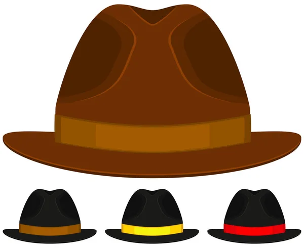 Desenhos animados ícone cartaz homem pai dia chapéu chapéu conjunto colorido . —  Vetores de Stock