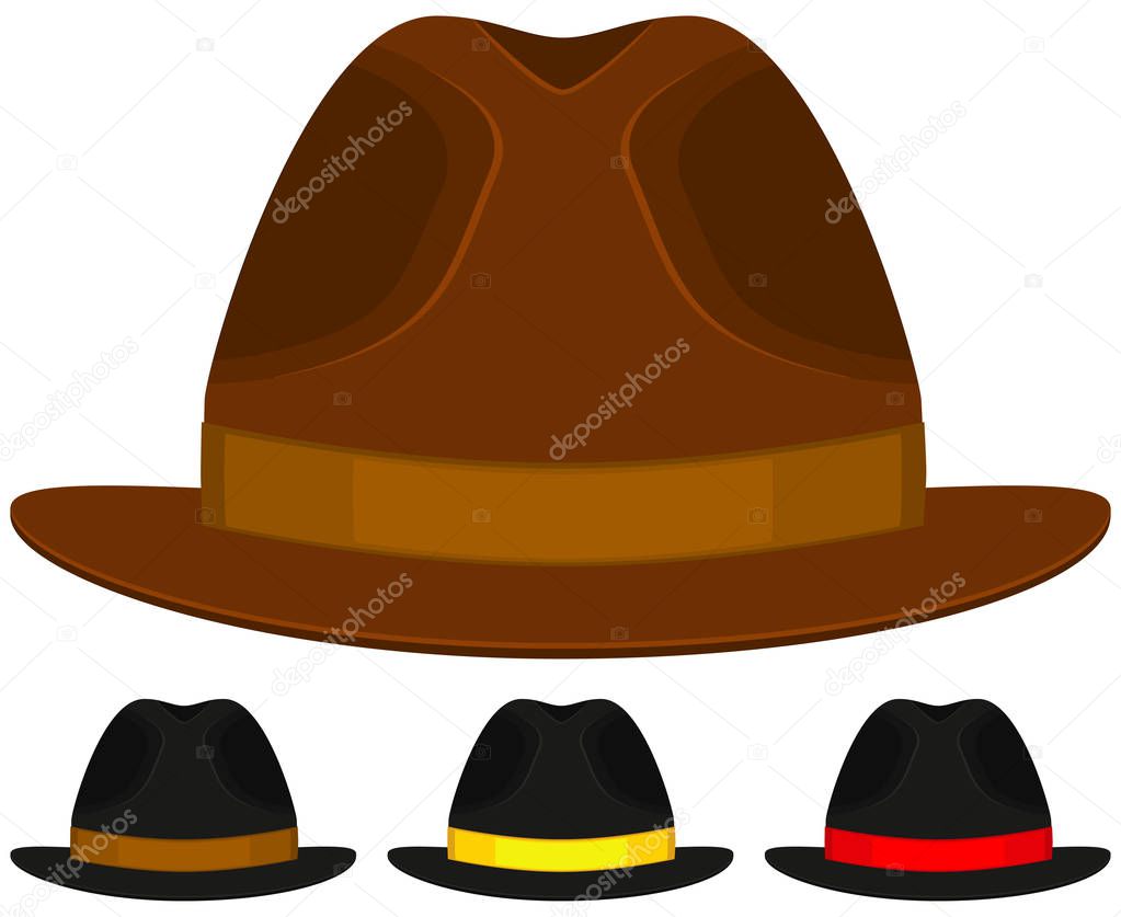 Cartoon icon poster man father dad day hat cap colorful set. Man fashion holiday vector illustration for gift card certificate banner sticker badge stamp logo, label.