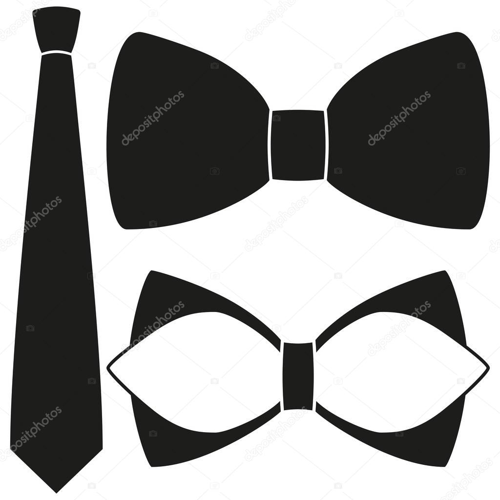 Icon poster man father dad day classic tie bowtie silhouette hipster set. Man fashion holiday vector illustration for gift card certificate banner sticker badge stamp logo label