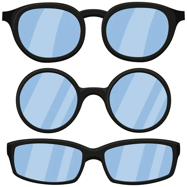 Rajzfilm ikon poszter férfi fekete szemüveg, szemüveg szett. — Stock Vector