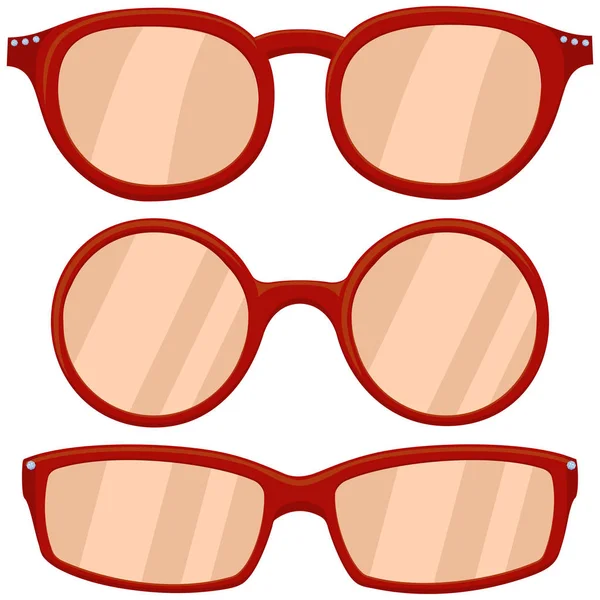 Icono de dibujos animados mujer cartel gafas rojas, gafas conjunto . — Archivo Imágenes Vectoriales