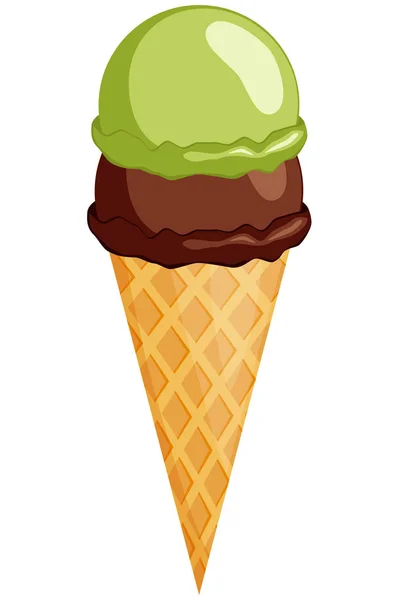 Εικονίδιο κώνου παγωτό πολύχρωμο Μέντα σοκολάτας. — Διανυσματικό Αρχείο