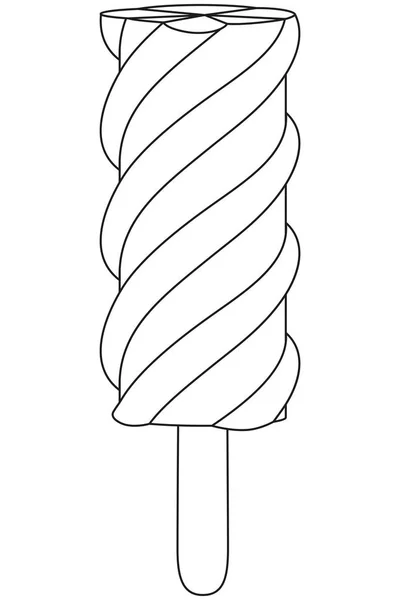 Vruchten ijs popsicle lijn kunst zwart-wit pictogram. — Stockvector