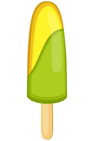 Colorful fruit ice cream banana mint popsicle. — Stock Vector