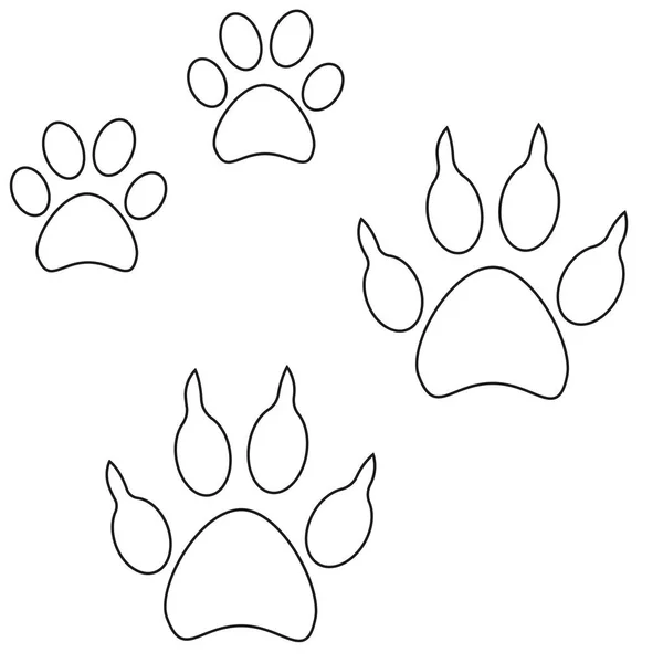 Lijn pictogrammenset kunst kat hond poot voetafdruk poster. — Stockvector