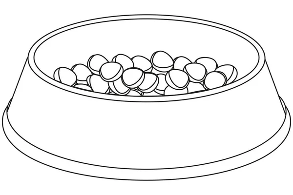 ライン アートの黒と白のペットフード ボウル. — ストックベクタ