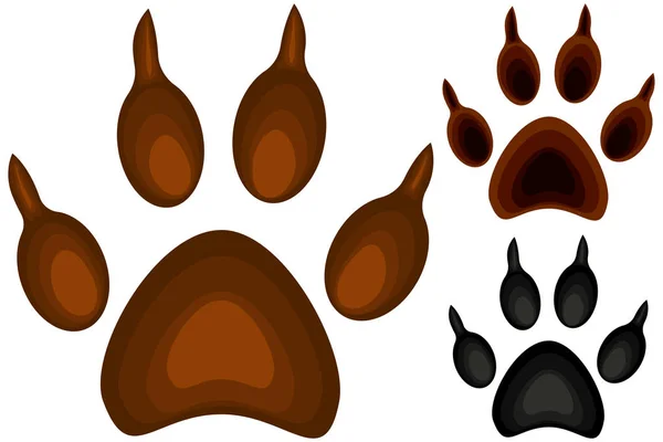 Kleurrijke cartoon pictogrammenset hond poot voetafdruk poster. — Stockvector