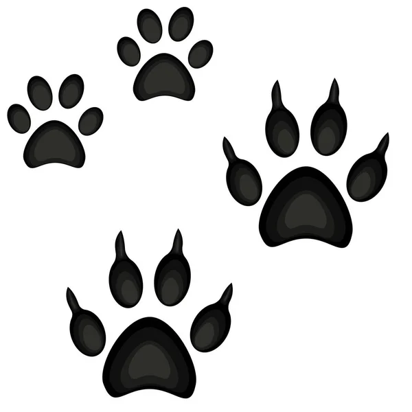 Kleurrijke cartoon pictogrammenset kat hond poot voetafdruk poster. — Stockvector