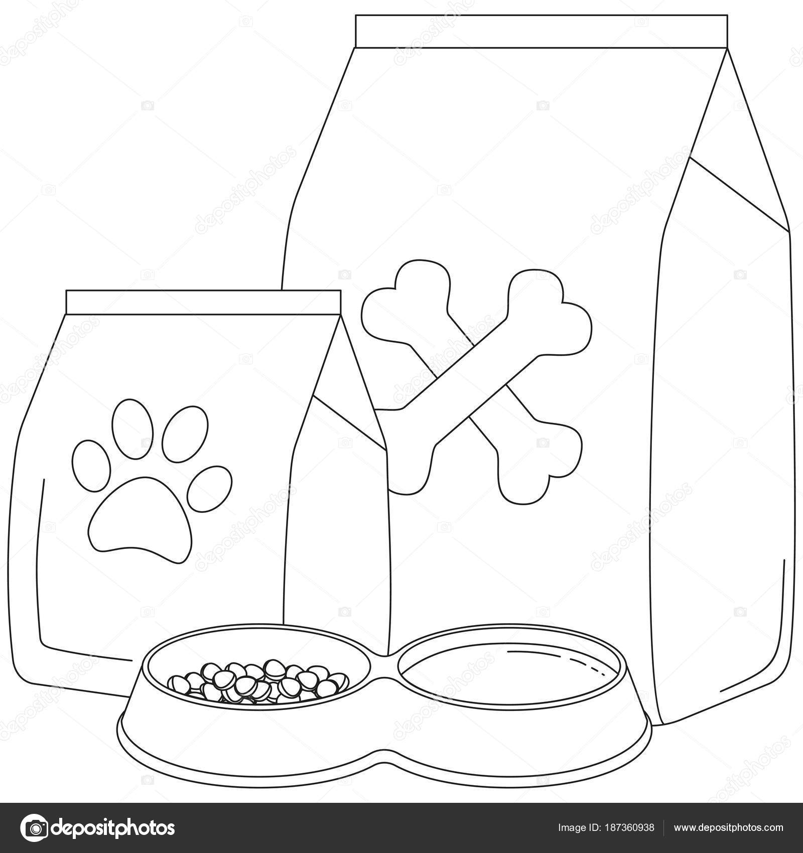 Line art black and white pet food poster Stock Vector by ©bessyana