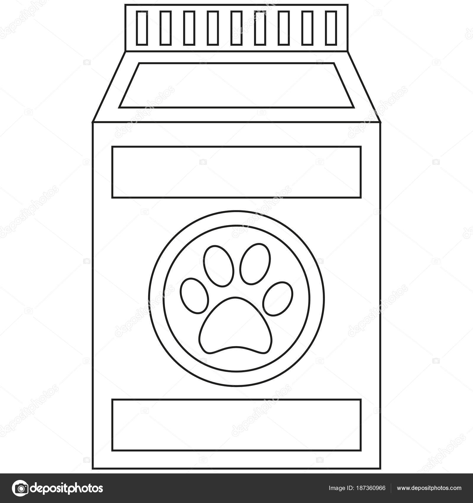 Line art black and white wet pet food bag icon poster Stock Vector