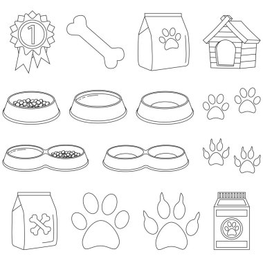 Hat sanat siyah beyaz evde beslenen hayvan kaygı 15 Icon set