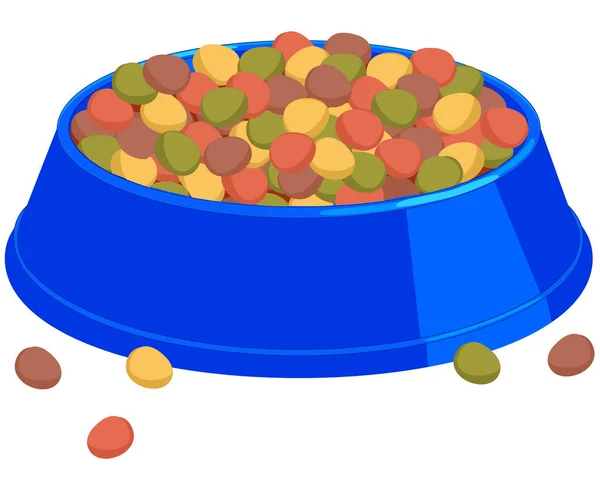 Colorful cartoon pet full food bowl. — Stock Vector