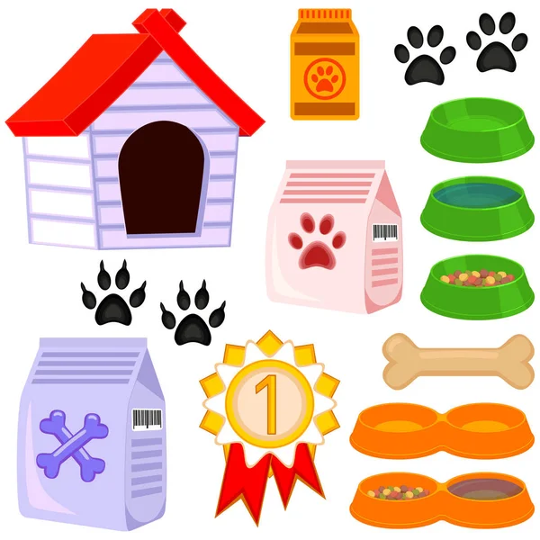 Colorido de dibujos animados cuidado de mascotas 13 icono conjunto — Vector de stock