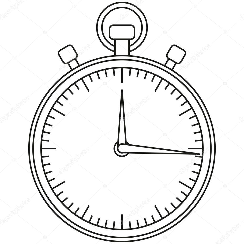 Line art black and white sport timer icon. Coloring book page for adults and kids. Sport vector illustration for gift card, flayer, certificate banner, icon, logo, patch sticker
