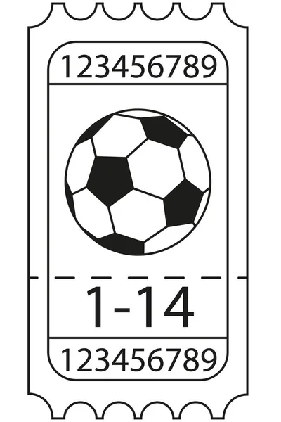 Zeilenkunst Schwarz-Weiß-Fußball-Ticket-Symbol. — Stockvektor
