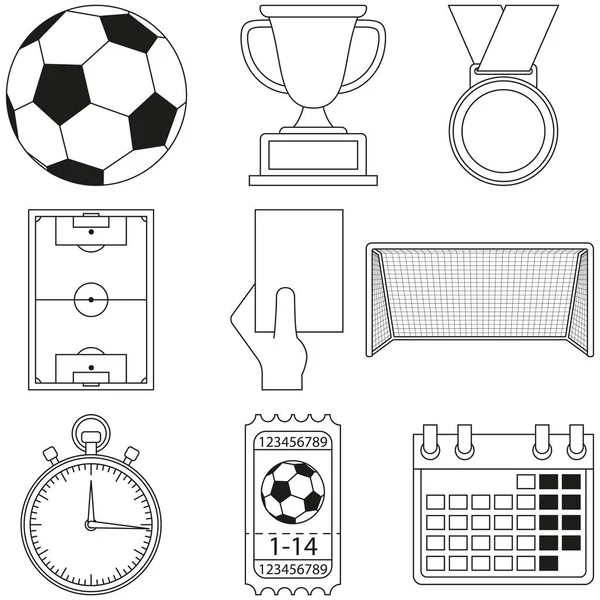 Futebol futebol jogo linha arte ícone 9 elemento definido —  Vetores de Stock