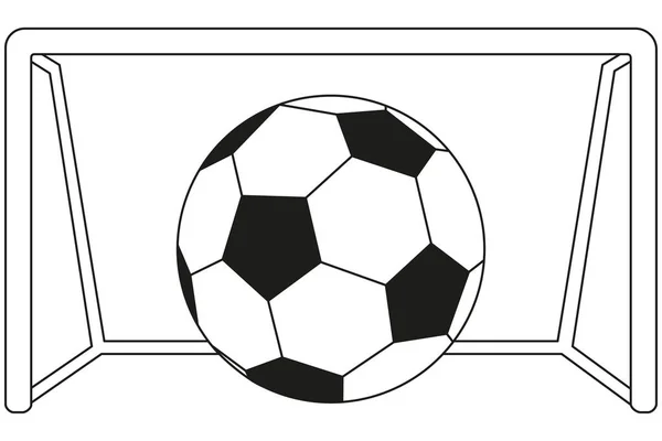 Linie Kunst schwarz-weiß Fußballspiel Ziel-Symbol — Stockvektor
