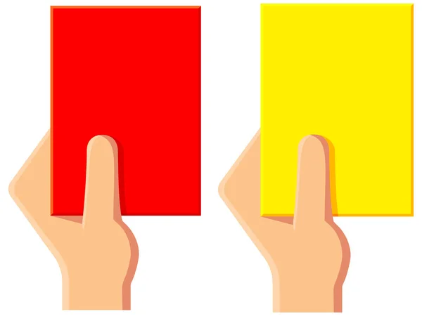 Sada kreslený žlutá červený fotbalový rozhodčí kartu ikon — Stockový vektor