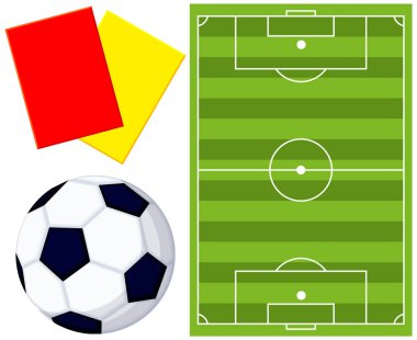 Derma futbol topu alan hakem kartı Icon set.