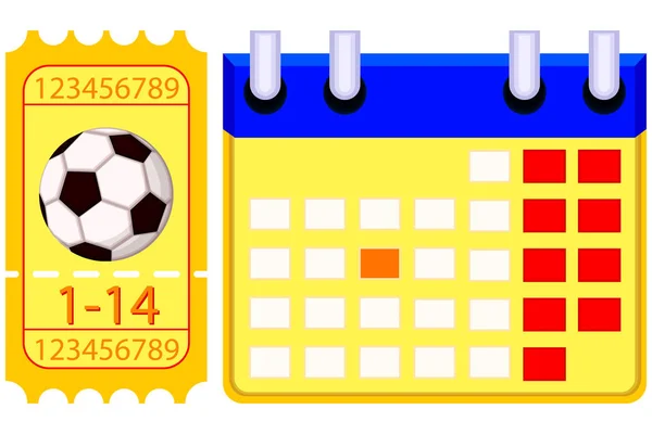 Conjunto de calendário de bilhetes de futebol colorido . —  Vetores de Stock