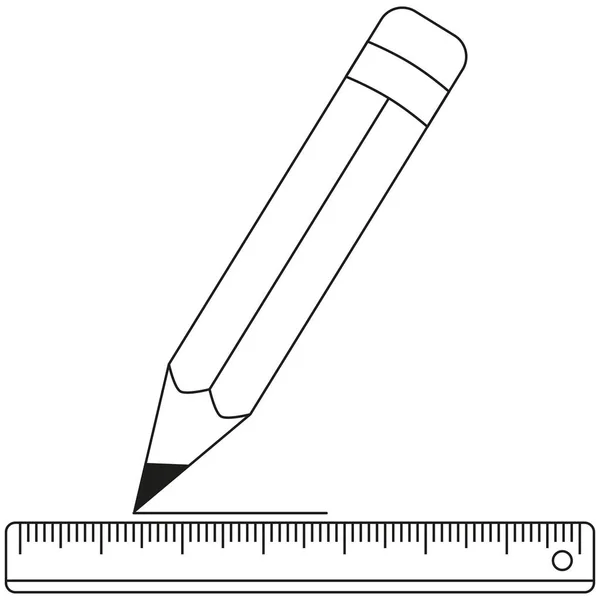 Línea de arte blanco y negro icono cartel regla — Vector de stock