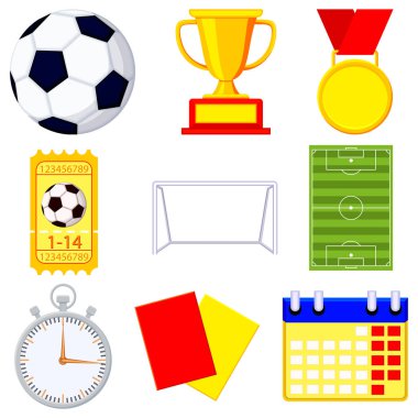 Futbol futbol oyun çizgi film simgesi 9 öğe kümesi