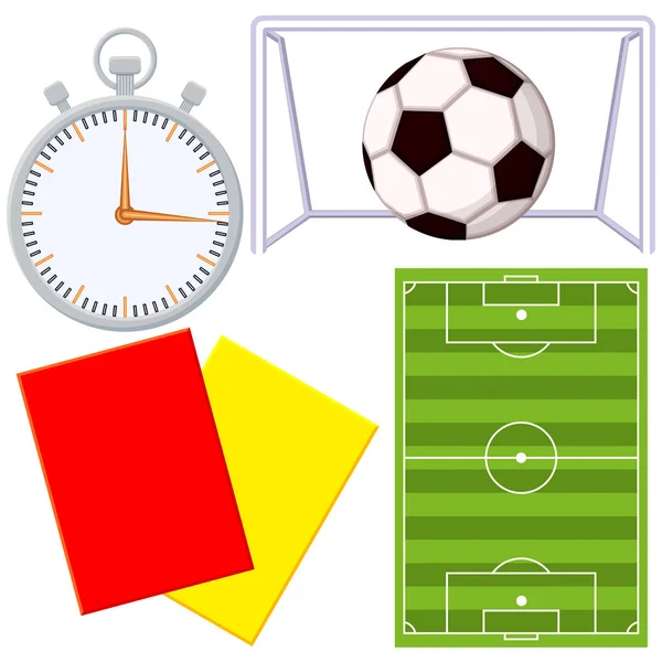Futebol futebol jogo cartoon ícone 4 elemento definido —  Vetores de Stock