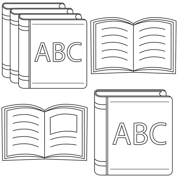 Línea de arte en blanco y negro abierto cerrar libro conjunto . — Vector de stock