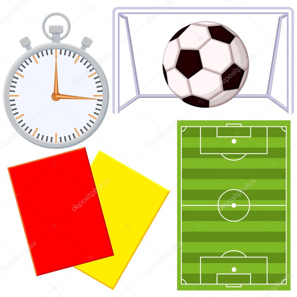 Soccer football game cartoon icon 4 element set