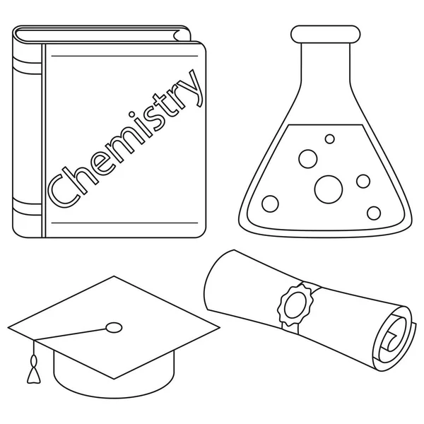 Conjunto de iconos de estudio de masterización química — Vector de stock