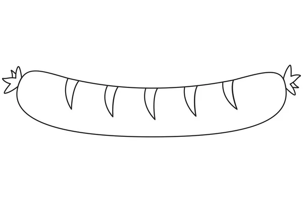 ライン アート黒と白ソーセージ — ストックベクタ