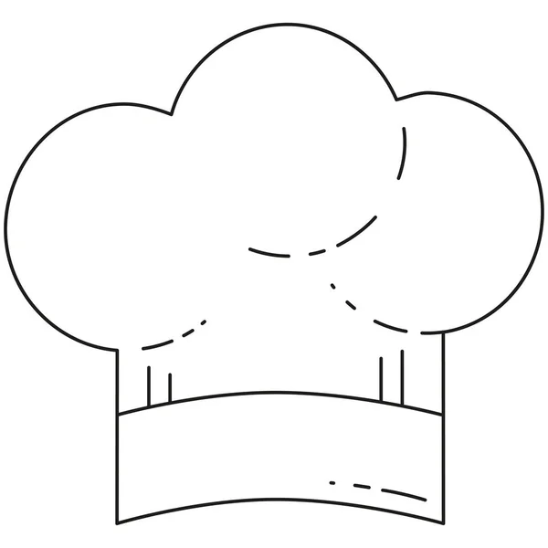 라인 아트 흑백 요리사 모자 — 스톡 벡터