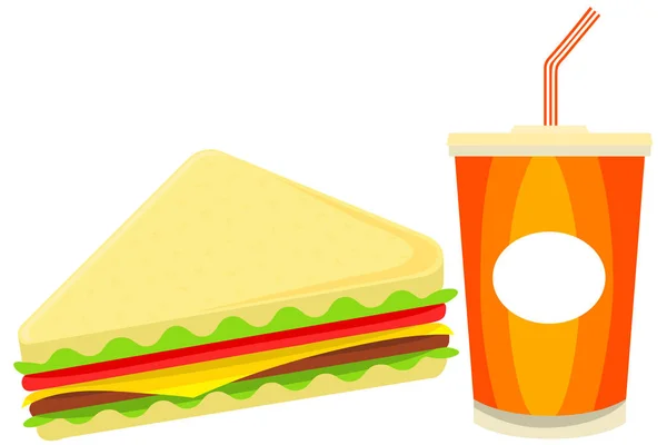 Desenhos animados coloridos sanduíche juise fast food set — Vetor de Stock