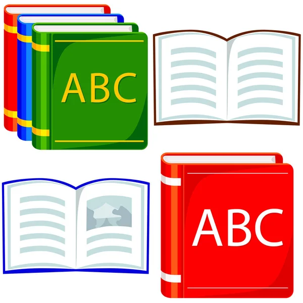 Caricatura colorido icono cartel libro conjunto . — Vector de stock