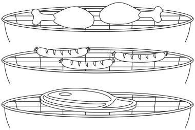 Hat sanat siyah beyaz Barbekü Izgara ızgara