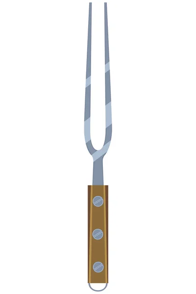 Barevné karikatura grilovací vidlička dřevěná rukojeť — Stockový vektor
