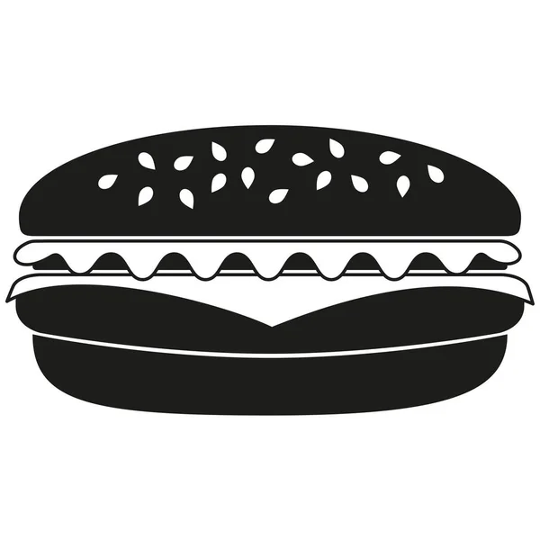 Fekete-fehér burger sziluett. — Stock Vector