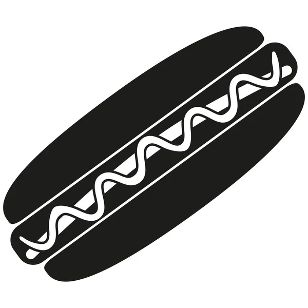 Icono de silueta de perro caliente blanco y negro — Vector de stock