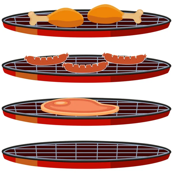 Kleurrijke cartoon BBQ-koken set — Stockvector