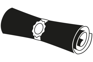 Diploma kaydırma siluet siyah ve beyaz kapalı.